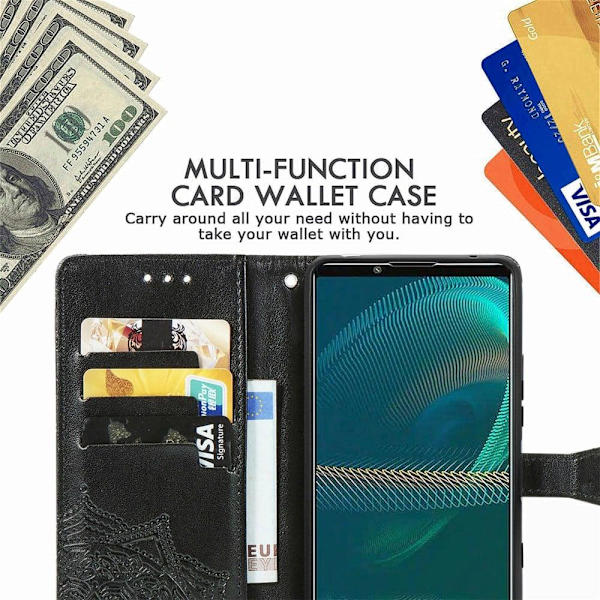 Mandala Sony Xperia 5 IV Flip Etui - Sort Black