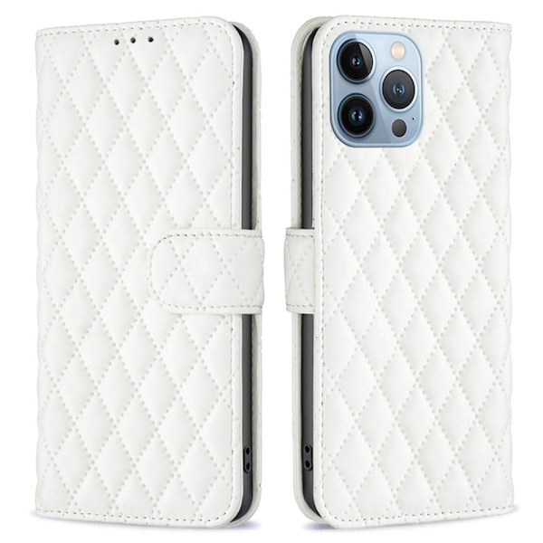 Matt iPhone 13 Pro fodral med rombmönster - Vit Vit