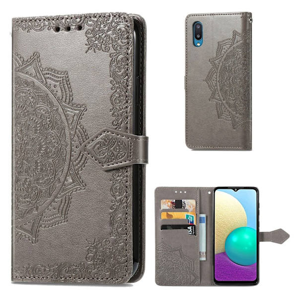 Mandala Samsung Galaxy A02 etui i lær - Grå Silver grey