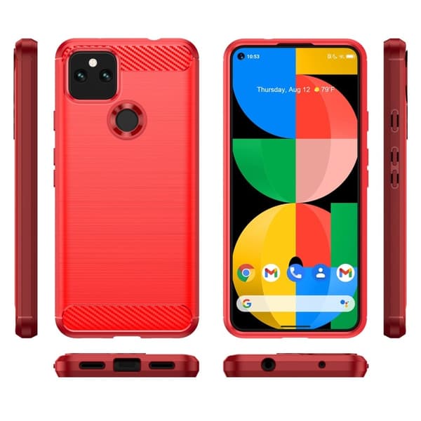Carbon Flex Etui Google Pixel 5a - Rød Red