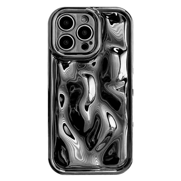 iPhone 16 Pro Case Electroplated Flexible Shell Meteorite Texture Phone Cover - Black Black