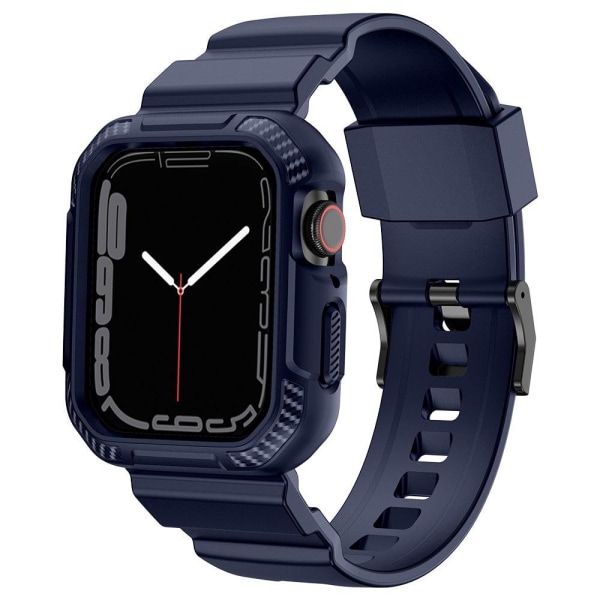 Apple Watch (41mm) carbon fiber style cover with watch strap - D Blå