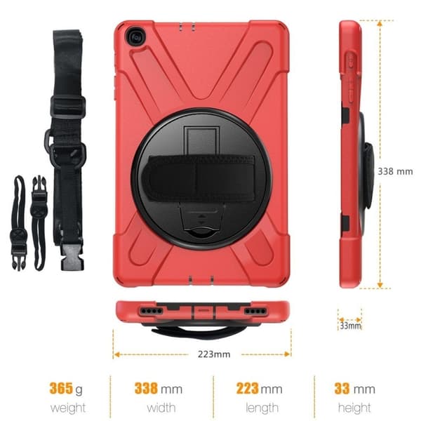 Samsung Galaxy Tab A 10.1 (2019) 360 graders silikon combo deksel  - Rød Red