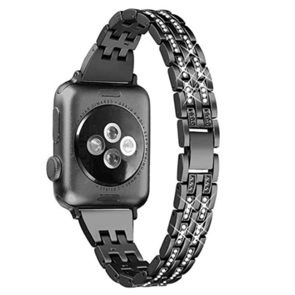 Rhinestone décor watch strap for Apple Watch Series 8 (45mm) / W Svart