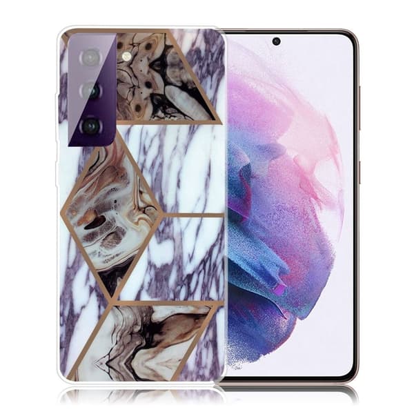 Marble Samsung Galaxy S21 FE Etui - Blue og Brun Marmorkugle Multicolor