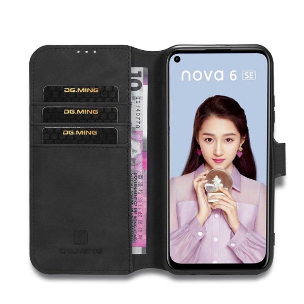 DG.MING Huawei P40 Lite / Nova 6 SE Retro Etui - Sort Black