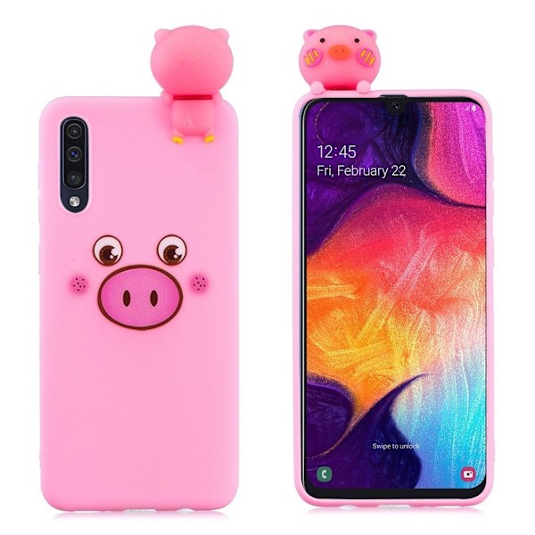 Samsung Galaxy A50 3d-Dyrefigur Etui - Gris Pink