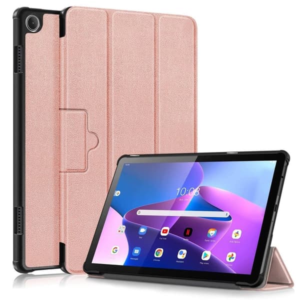 Tri-fold Leather stander etui til Lenovo Tab M10 (Gen 3) - Rødguld Pink