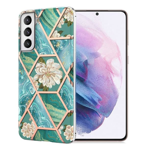 Marble design Samsung Galaxy S21 Plus 5G cover - Grøn Marmor / Blomst Green