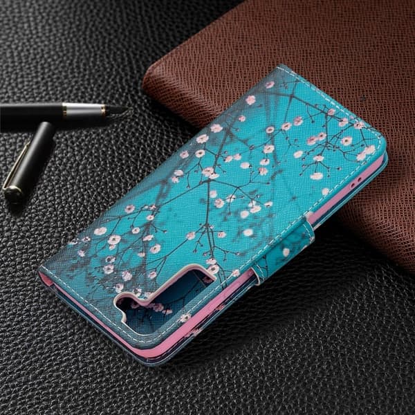 Wonderland Samsung Galaxy S22 Plus flip etui - Blommeblomst Blue
