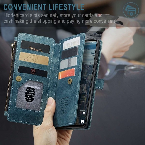 CaseMe Samsung Galaxy A53 5G etui med lynlås og pung - Blå Blue