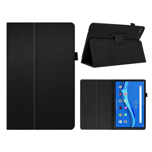 Lenovo Tab M10 FHD Plus litchi leather case - Black Svart