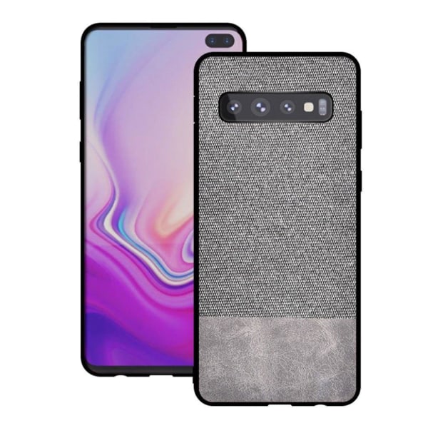 Samsung Galaxy S10 Plus kankaalla päällystetty kotelo - Vaalean Harmaa Silver grey