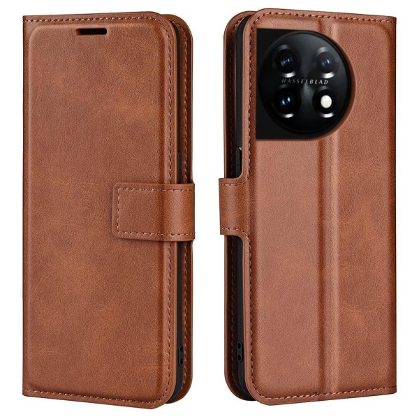 Lompakko Nahkakotelo For OnePlus 11 - Vaalean Ruskea Brown