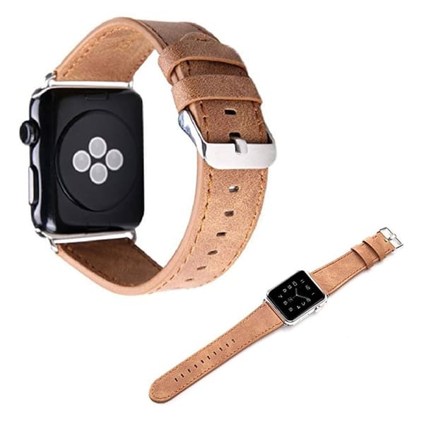 Apple Watch Series 5 40mm ægte læder Urrem - Lysebrun Brown