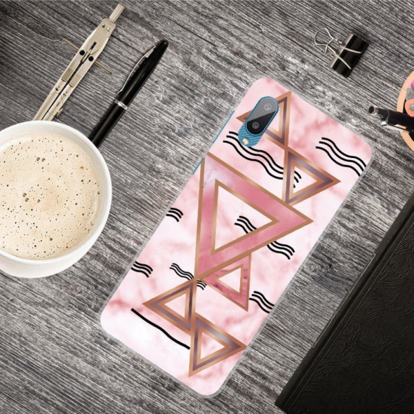 Marble design Samsung Galaxy M02 / Samsung Galaxy A02 cover - Rosa Farvede Trekanter Pink