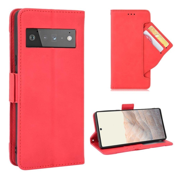 Modernt Google Pixel 6 fodral med plånbok - Röd Röd