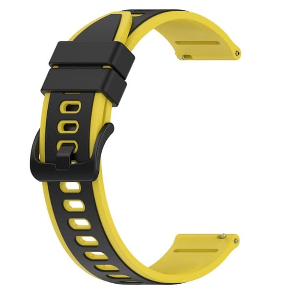 22mm Universal dual color silikone urrem - Sort / Gul Yellow
