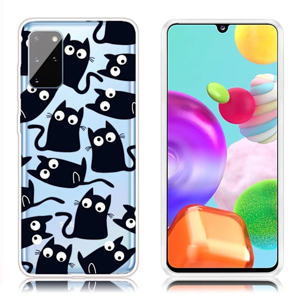Deco Samsung Galaxy A41 Cover - Sorte Katte Multicolor