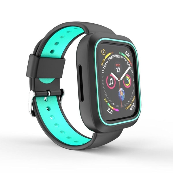 Apple Watch 42mm tofarvet silikone Urrem - Sort / Cyan Black