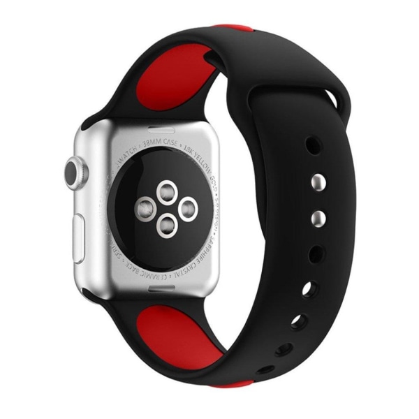 Apple Watch 38mm Tvåfärgat flexibelt klockband - Svart röd Röd