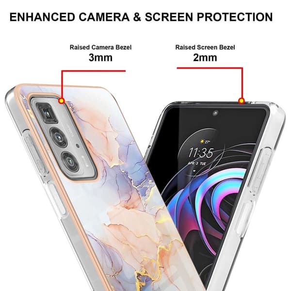 Marmormotiv Motorola Edge 20 Pro skal - Milky Way Marmor Vit multifärg