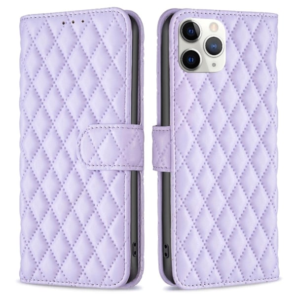 Rombemønster, matt flip-deksel for iPhone 11 Pro Max - Lilla Purple