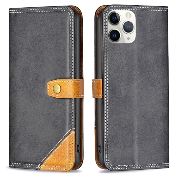 BINFEN to-farvet iPhone 11 Pro Max læderetui - Sort Black
