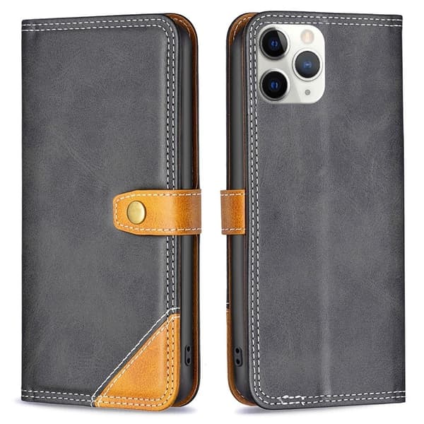 BINFEN tofarget læretui for iPhone 11 Pro Max - Svart Black