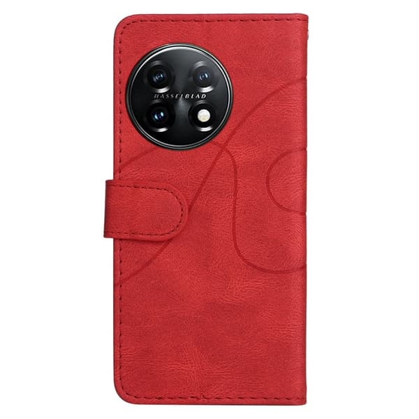 Teksturert læretui med stropp for OnePlus 11 - Rød Red