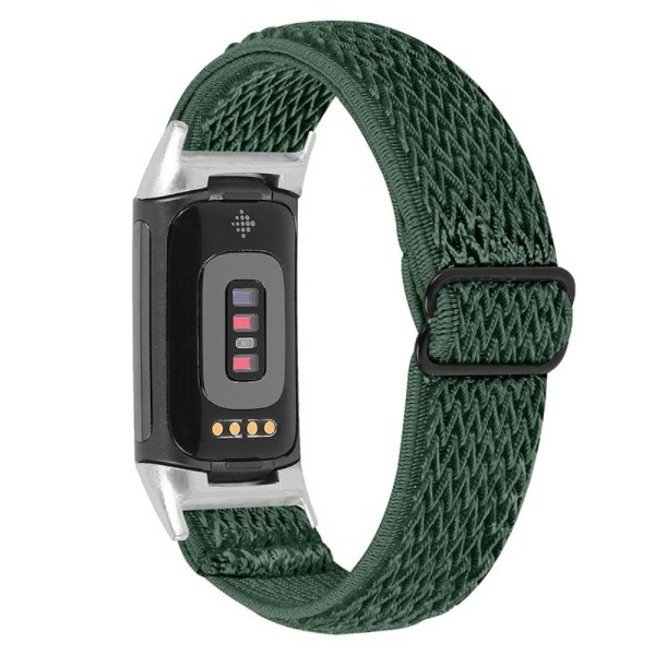 Fitbit Charge 5 elastisk nylon-urrem - Militærgrøn Green