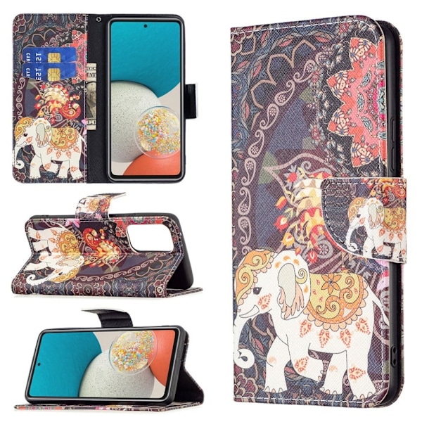 Wonderland Samsung Galaxy A53 5G Flip Etui - Blomst og Elefant Multicolor