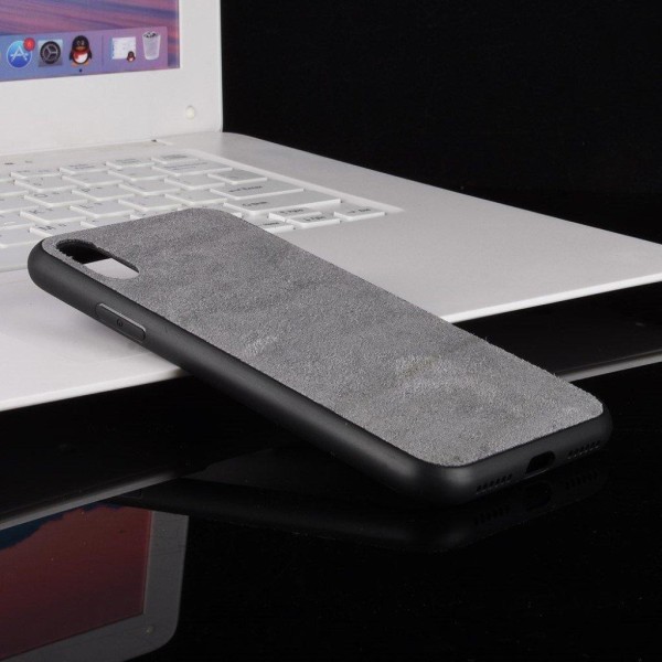 iPhone XS retro handduks belagt hårt plastskal - Grå Silvergrå