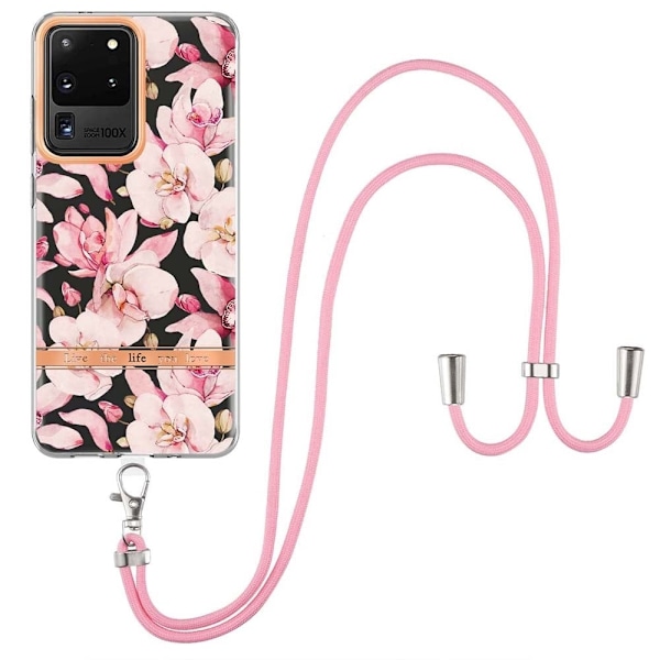 Slankt og slidstærkt softcover med nøglesnor til Samsung Galaxy S20 Ultra - Lyserød Gardenia Pink