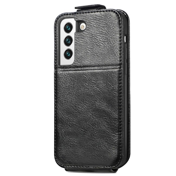 Vertical Flip Phone Etui med Zipper til Samsung Galaxy S22 - Sort Black