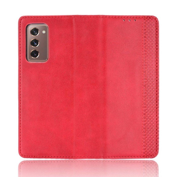 Bofink Vintage läder Samsung Galaxy Z Fold2 5G fodral - Röd Röd