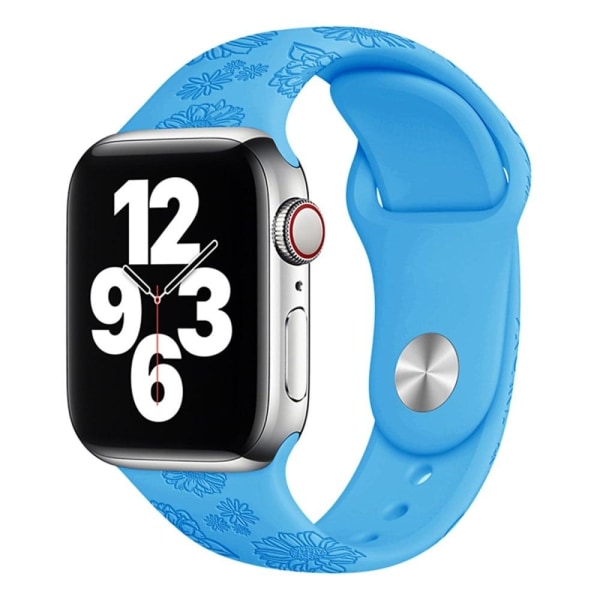 Apple Watch (41mm) yksivärinen kuvioitu silikonikellon hihna - Sininen Auringonkukka Blue