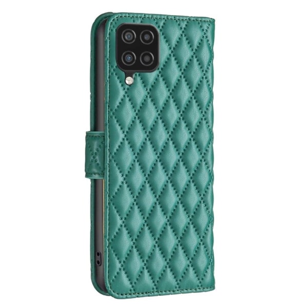 Rhombus Mønster Matte Flip Case til Samsung Galaxy A12 5G - Grøn Green