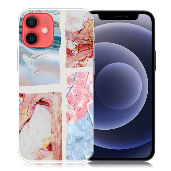 Marble iPhone 12 Mini Etui - Wavy Klinkekule Tile Multicolor