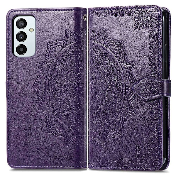 Mandala Samsung Galaxy M23 nahkakotelo - Violetti Purple