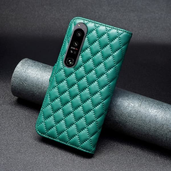 Rhombus mat Sony Xperia 1 VI flip etui - Grøn Green