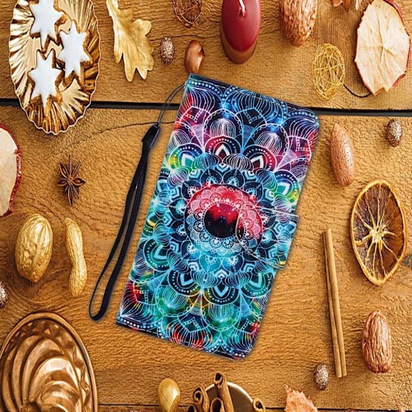 Wonderland Samsung Galaxy A42 5G flip kuoret - Mandala Kukka Multicolor