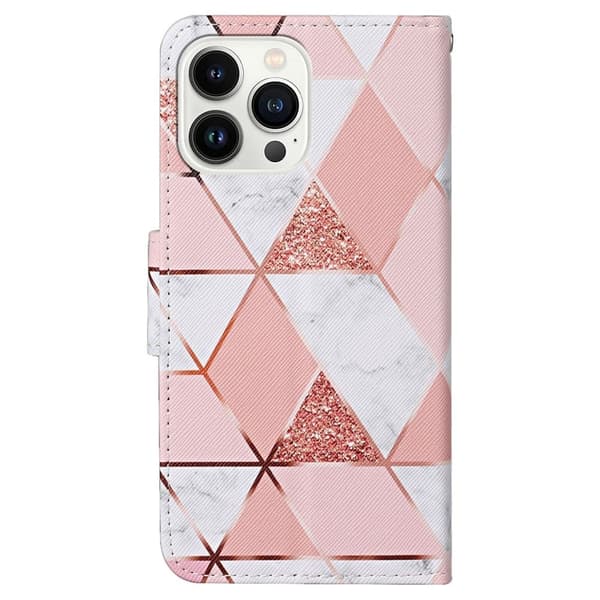 Wonderland iPhone 14 Pro Max Läppäkotelo - Marble Pattern Pink