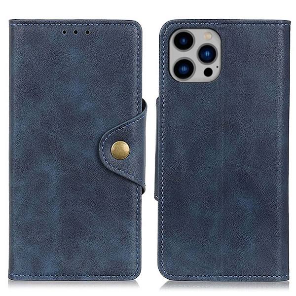 Alpha iPhone 14 Plus nahkainen läppäkotelo - Sininen Blue