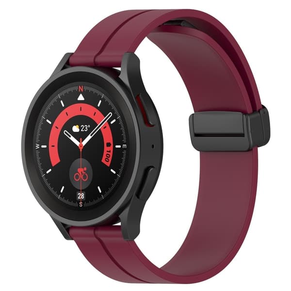 20 mm universal klokkerem i silikon med magnetisk foldespenne - Vinrød Red
