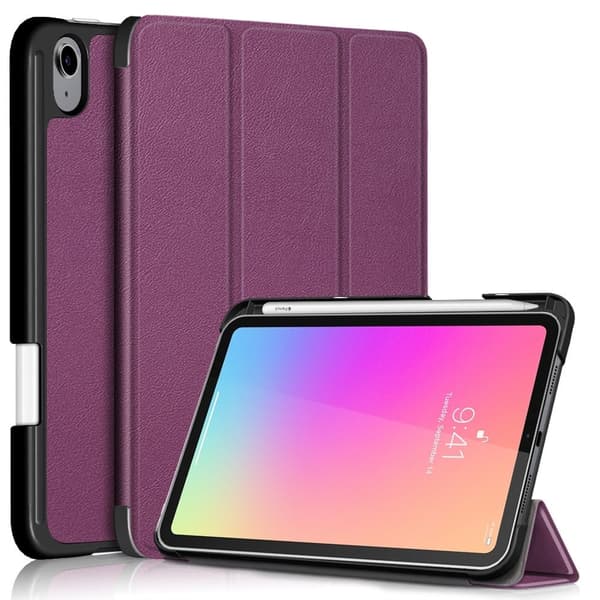 iPad Mini 6 (2021) slimmat trefaldigt PU-läderfodral med pennfack - Lila Lila