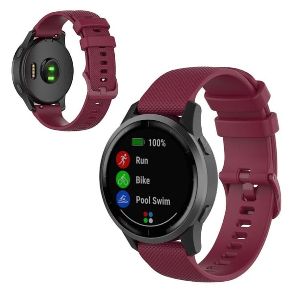 Garmin Vivoactive 4 grid texture silicone watch band - Wine Red Red