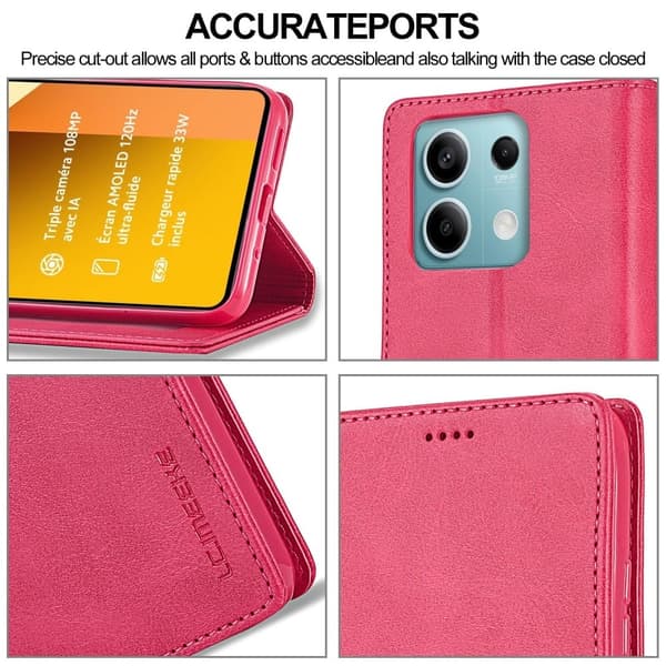 LC.IMEEKE Xiaomi Redmi Note 13 5G  flip case - Ruusu Pink