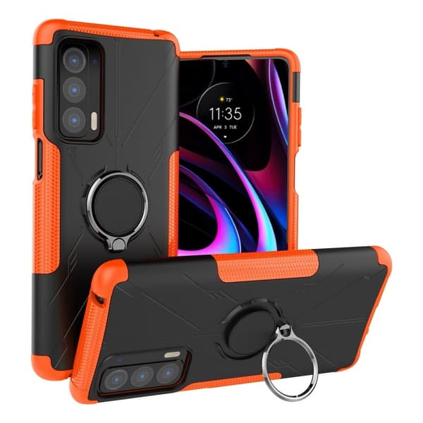 Kickstandskydd med magnetplåt för Motorola Edge (2021) - Orange Orange
