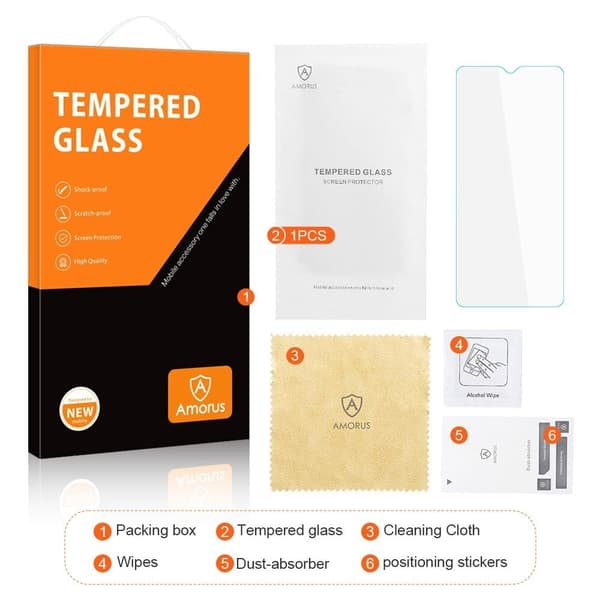 AMORUS arch edge tempered glass screen protector for Motorola Moto E22 Transparent